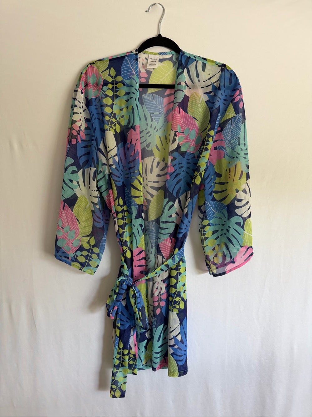 Kulani Kinis Tropical Leaf Sheer Swim Coverup in Blue, Pink, Green